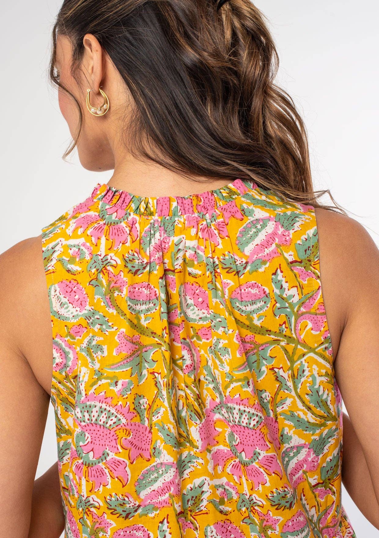 Mixed Print Sleeveless Tiered Mini Dress