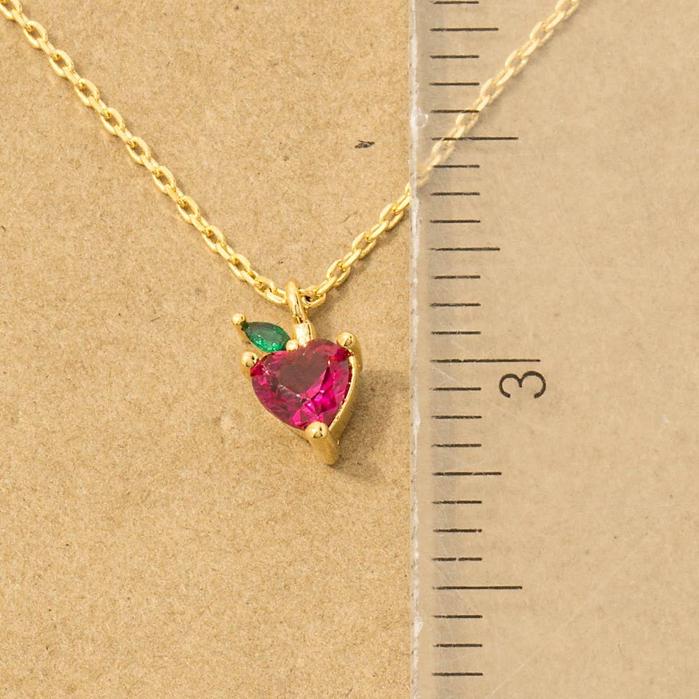 Strawberry Heart Pendant Necklace Fame Accessories