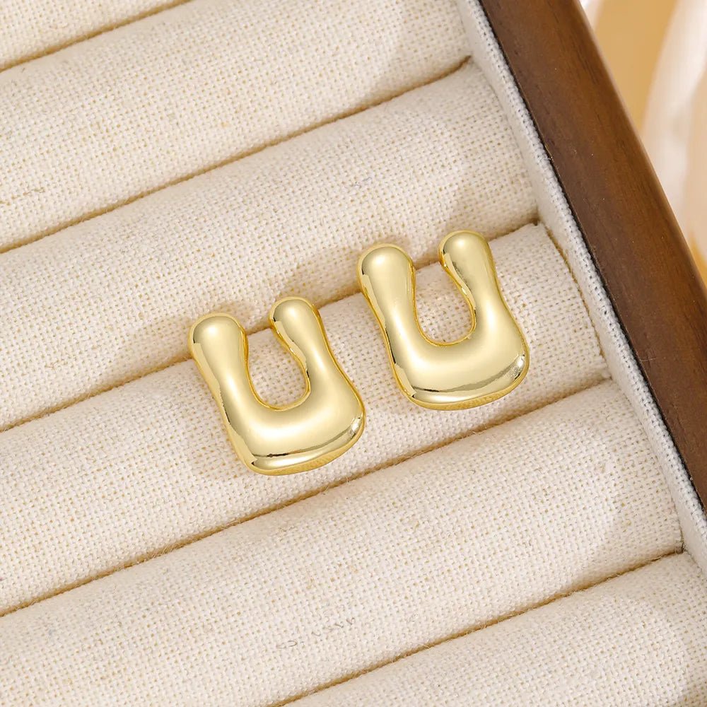 18K Gold - Plated Bubble Letter Stud Earrings - 926 West