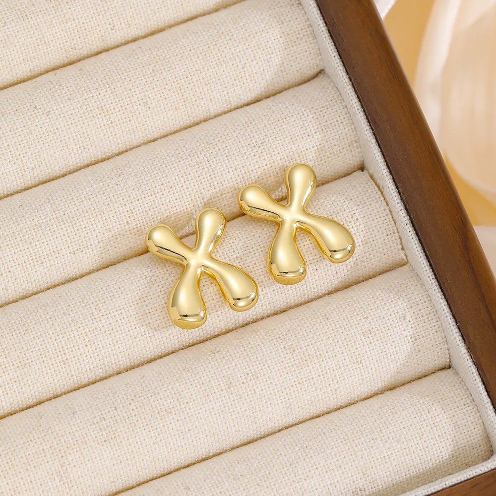 18K Gold - Plated Bubble Letter Stud Earrings - 926 West