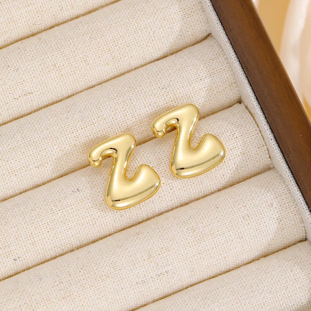 18K Gold - Plated Bubble Letter Stud Earrings - 926 West