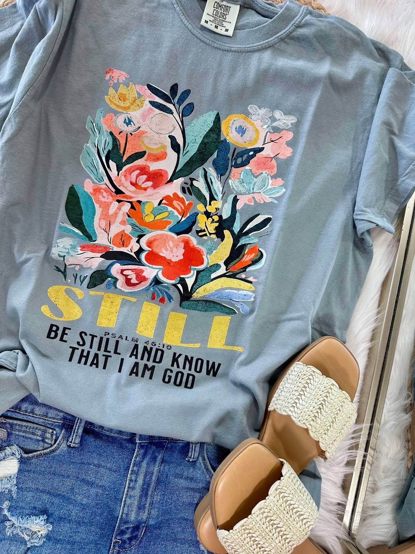 Women's Be Still And Know Floral Box Tee