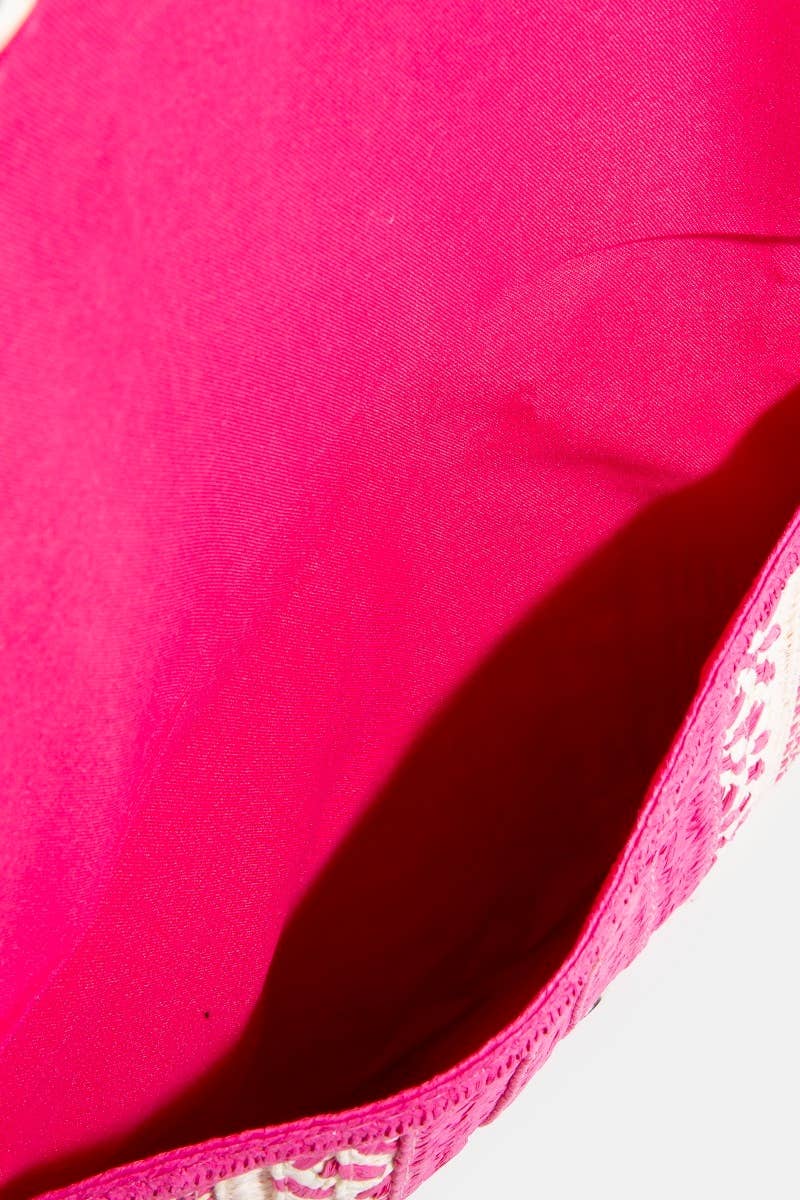 Multi Straw Pattern Envelope Crossbody Bag