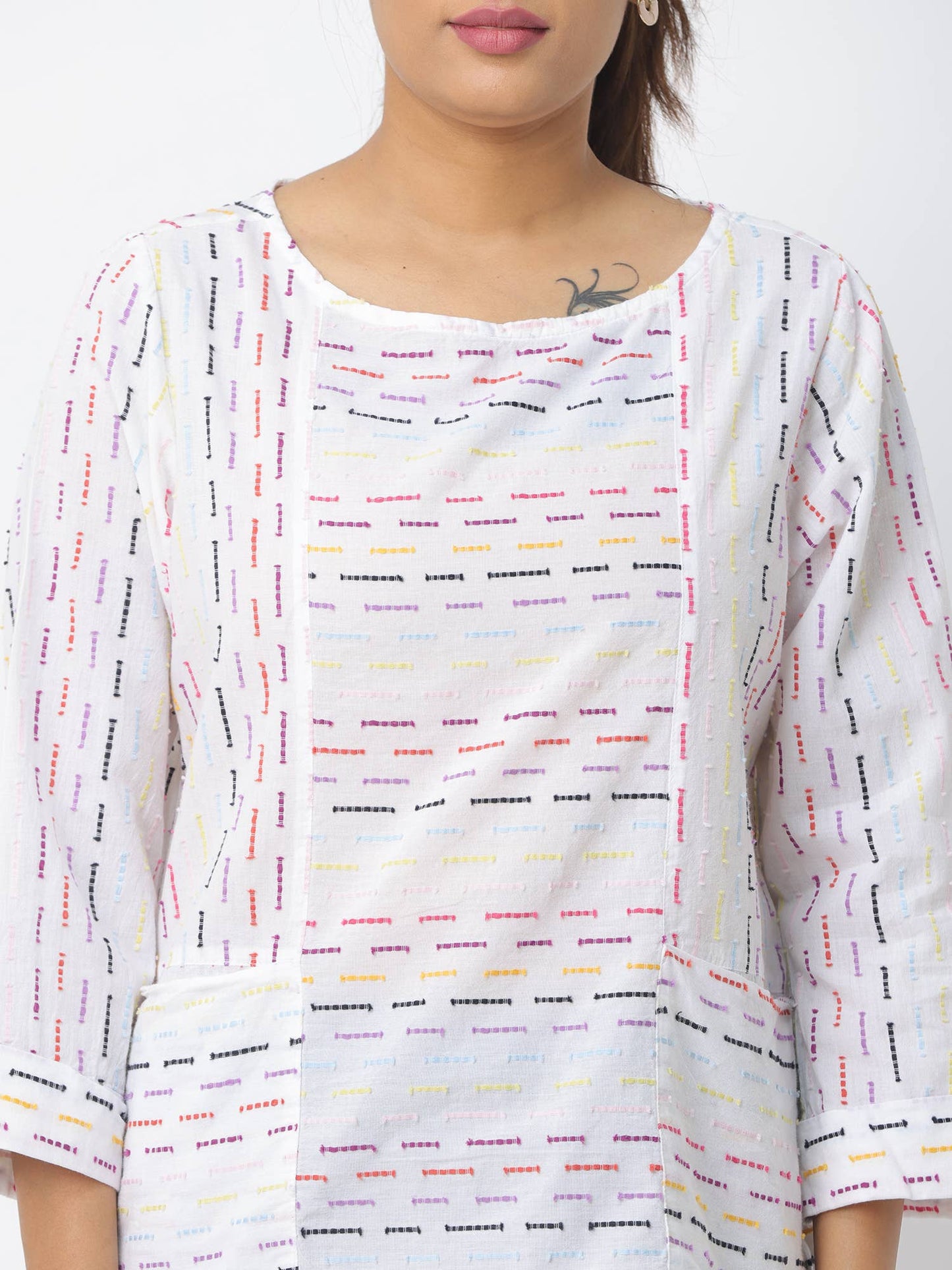 FINAL SALE- Women's 3/4 Sleeve clip stripe Shirt