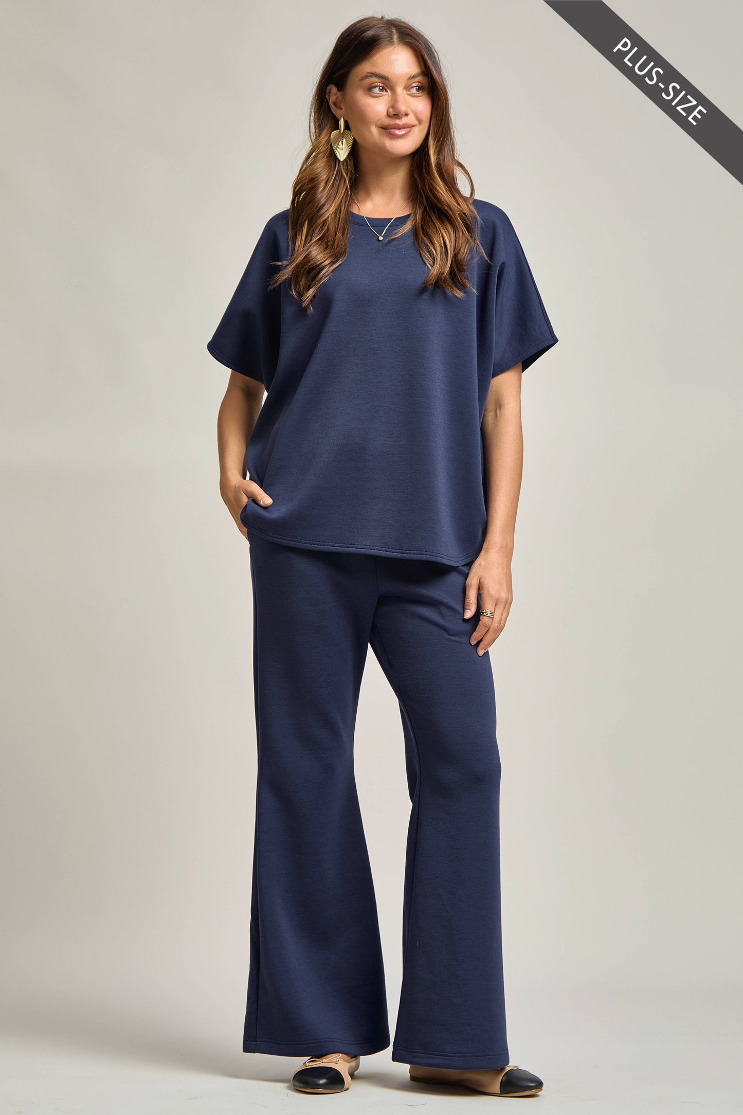 PLUS SIZE Poncho Top + Bell Bottom Modal Set Dear Scarlett