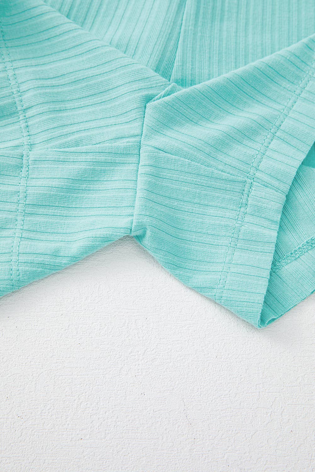 Ribbed Button V Neck Tank Top and Shorts Set