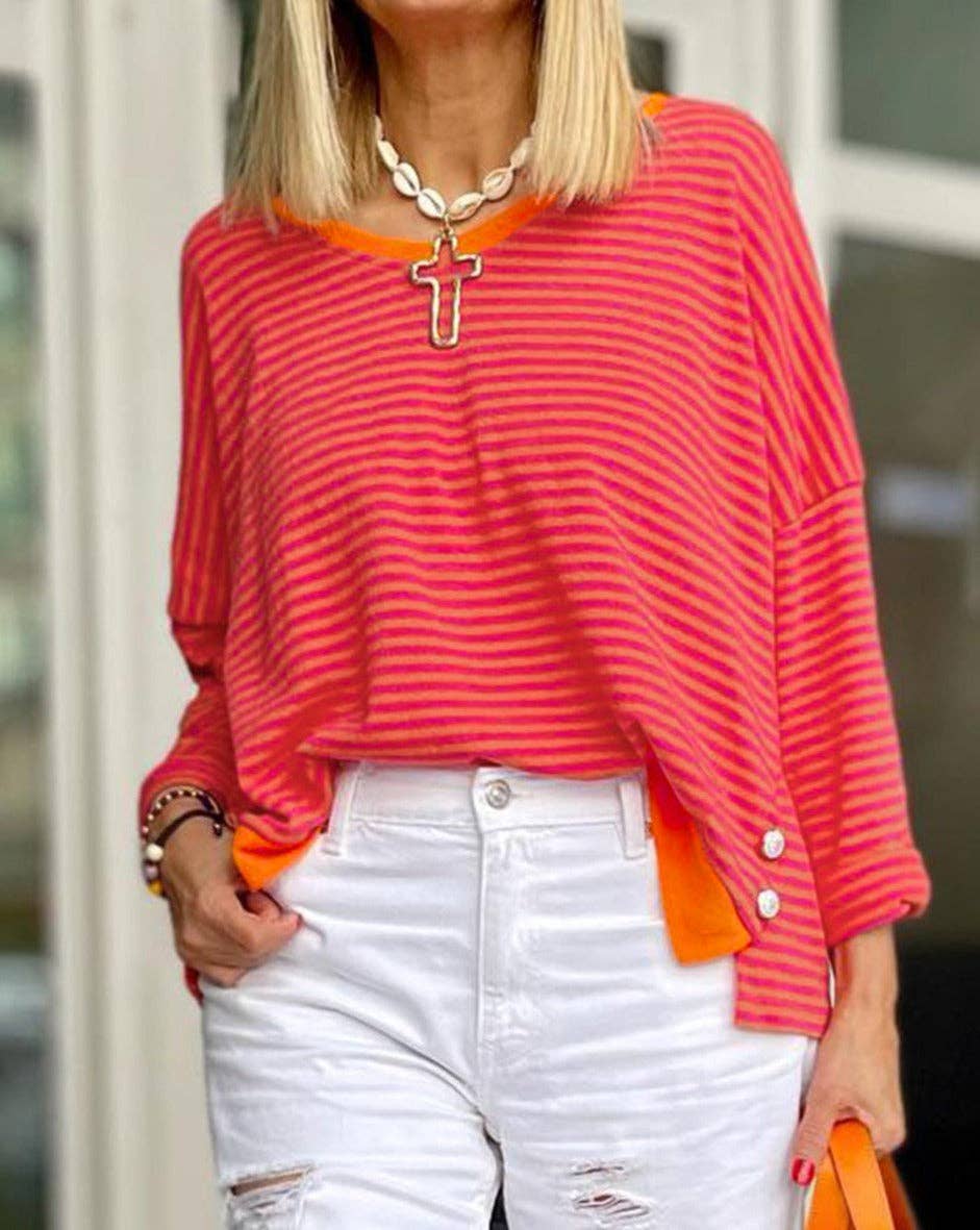 Colorblock Stripe Drop Shoulder Top
