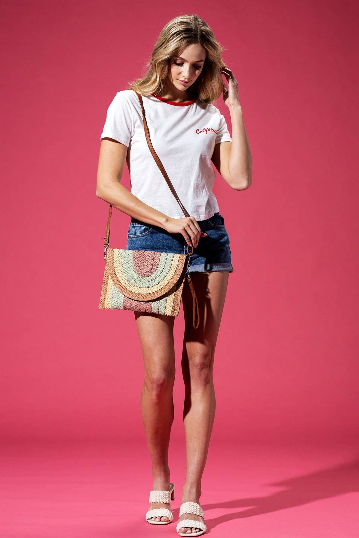 Colorful Striped Straw Crossbody/Clutch