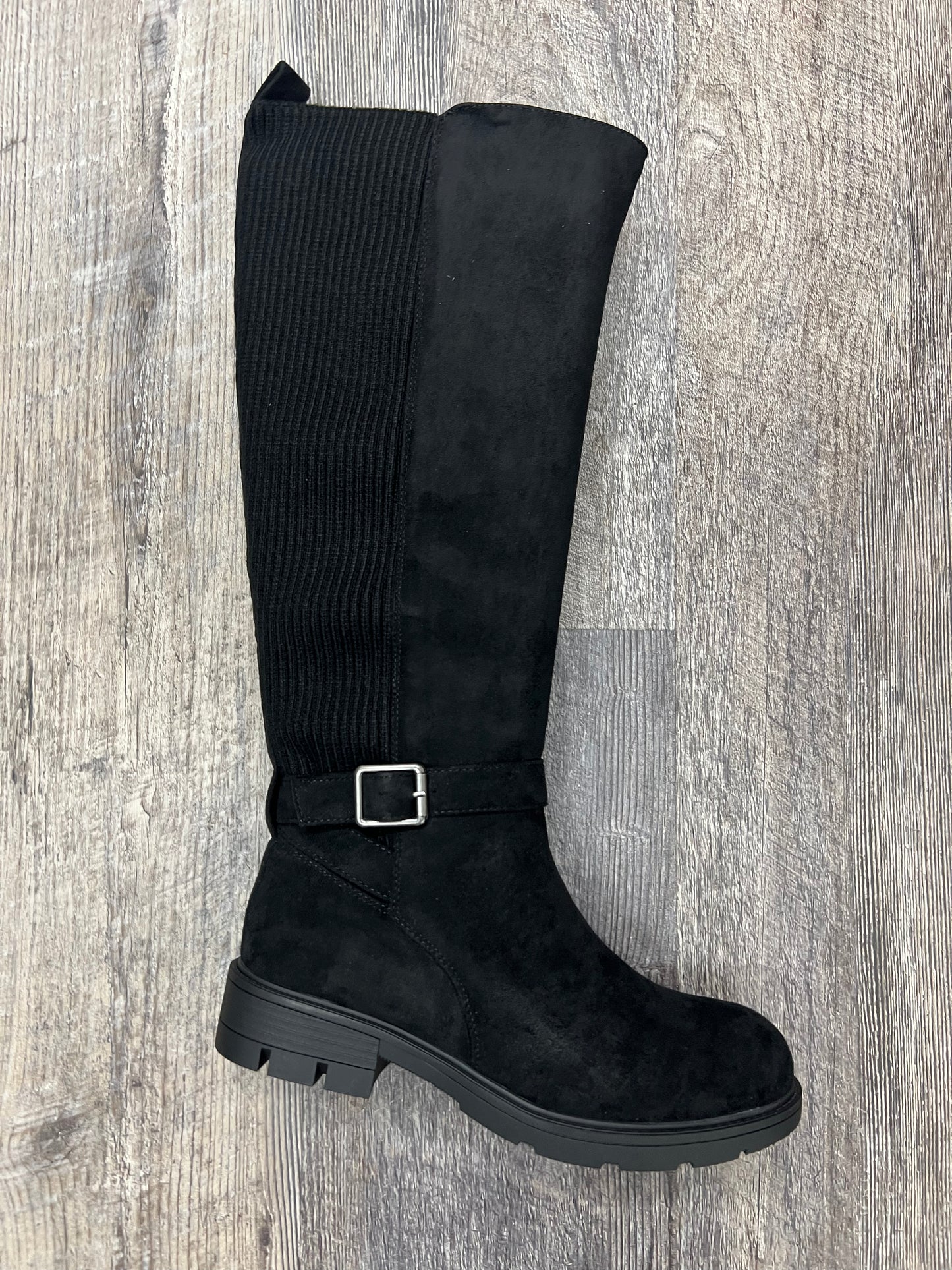 Corkys Hay There Black Faux Suede Boots Stretch Calf Boot 926 West