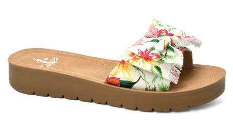 FINAL SALE- Corkys White Floral Spray Tan Corkys