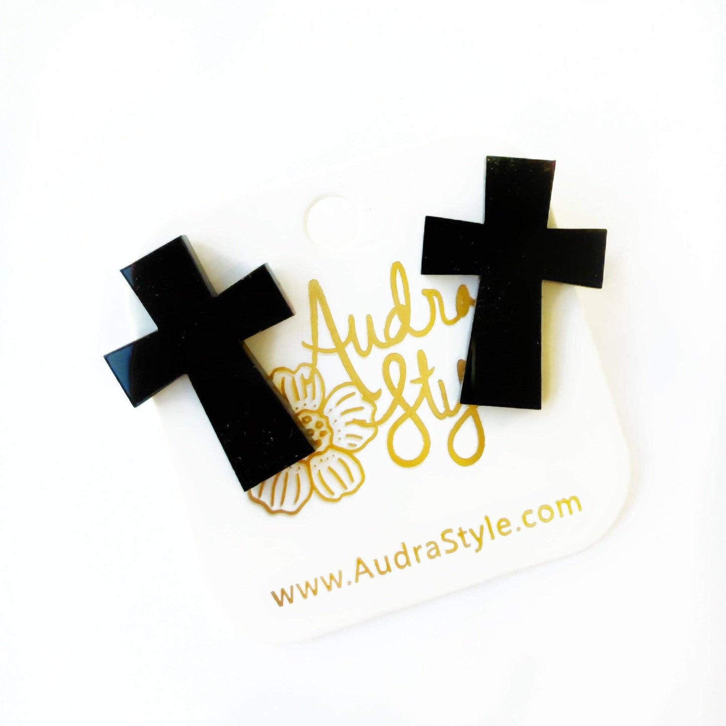 Black Cross Stud - Neutral Earring Audra Style