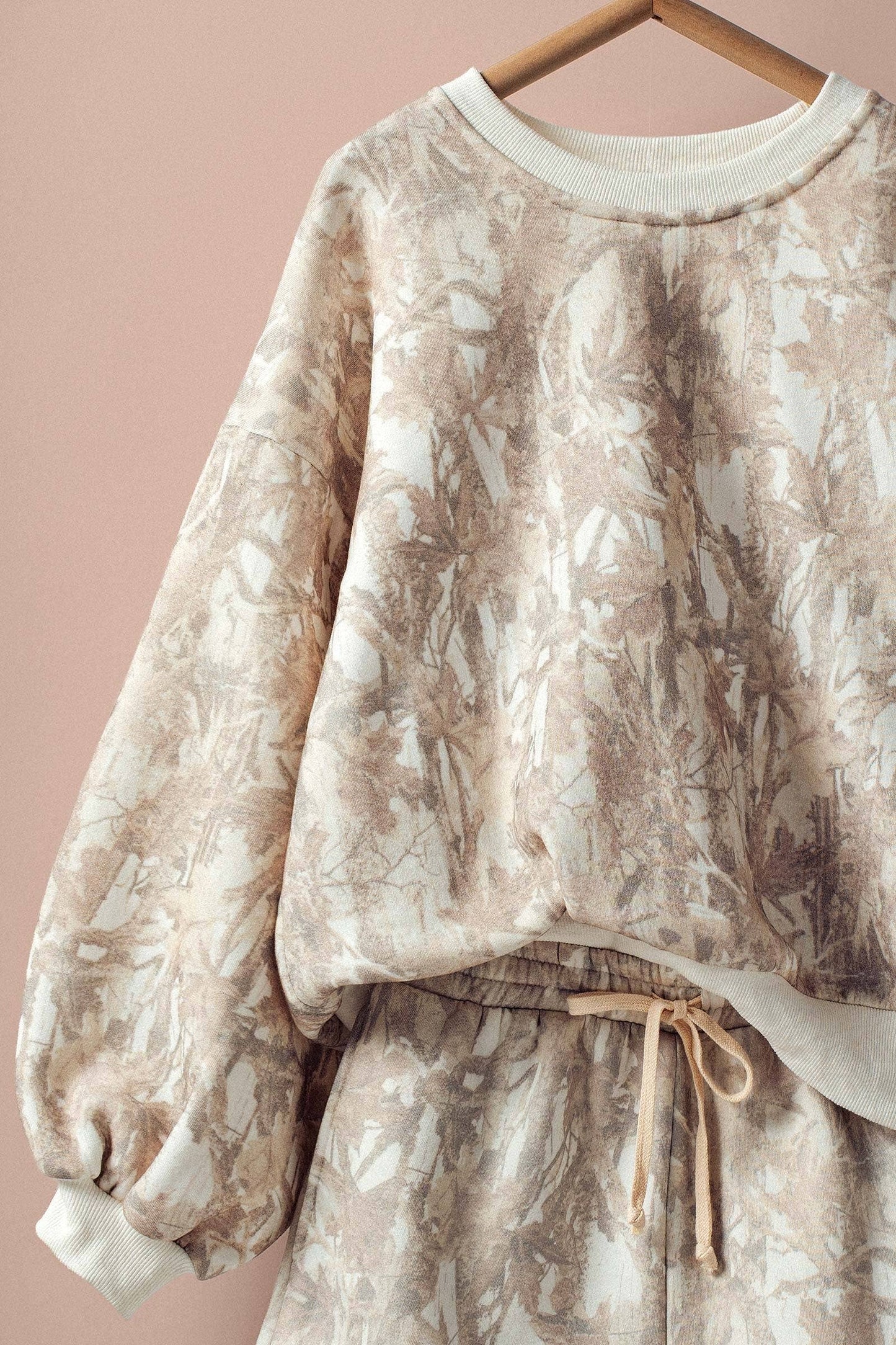 Relaxed Leaf Print Lounge Sweatshirt Set Urban Daizy