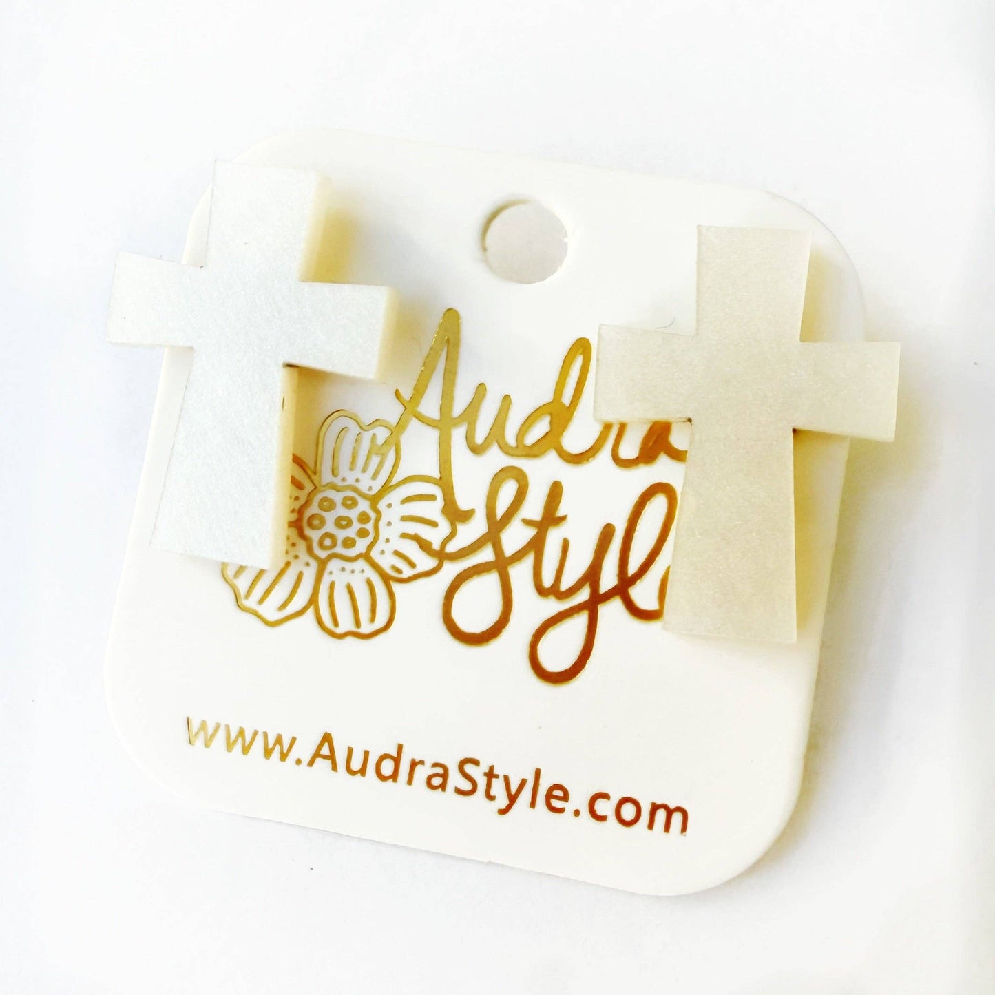 Pearl Cross Stud - Neutral Earring Audra Style