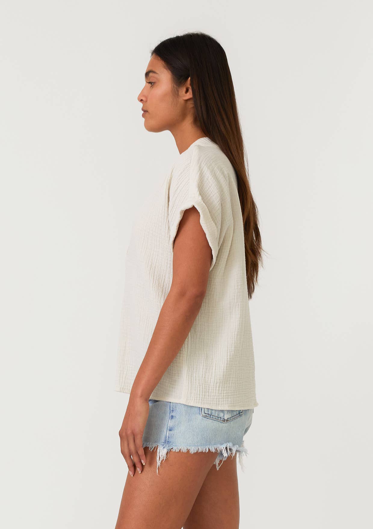 FINAL SALE -Effortless Boho Cotton Gauze Dolman Sleeve V-Neck Top