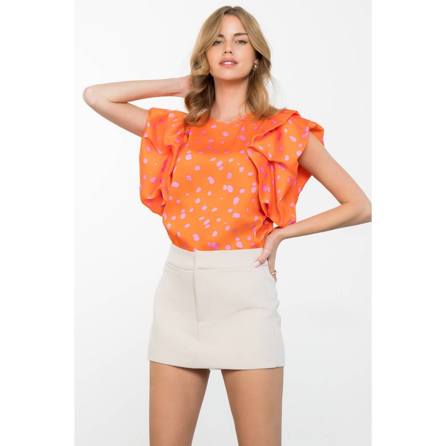 Flutter Sleeve Dotted Top