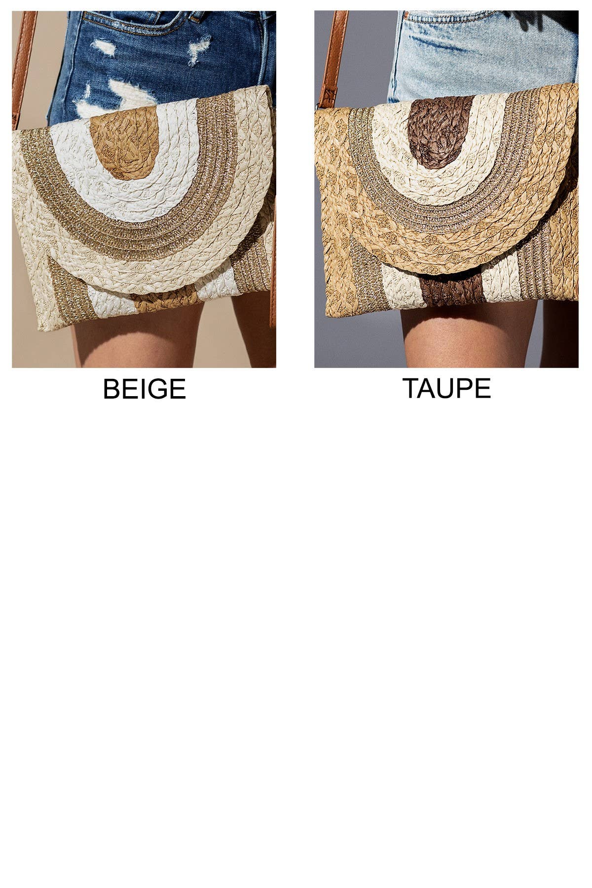 Metallic Lined Straw Clutch & Crossbody Bag