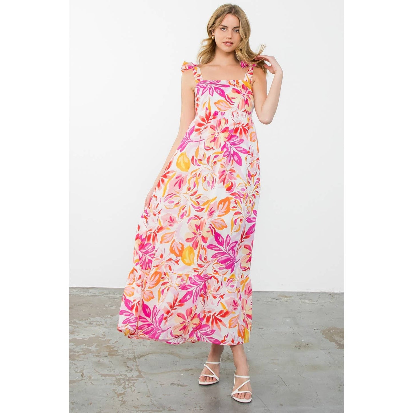 Tie Strap Floral Print Dress