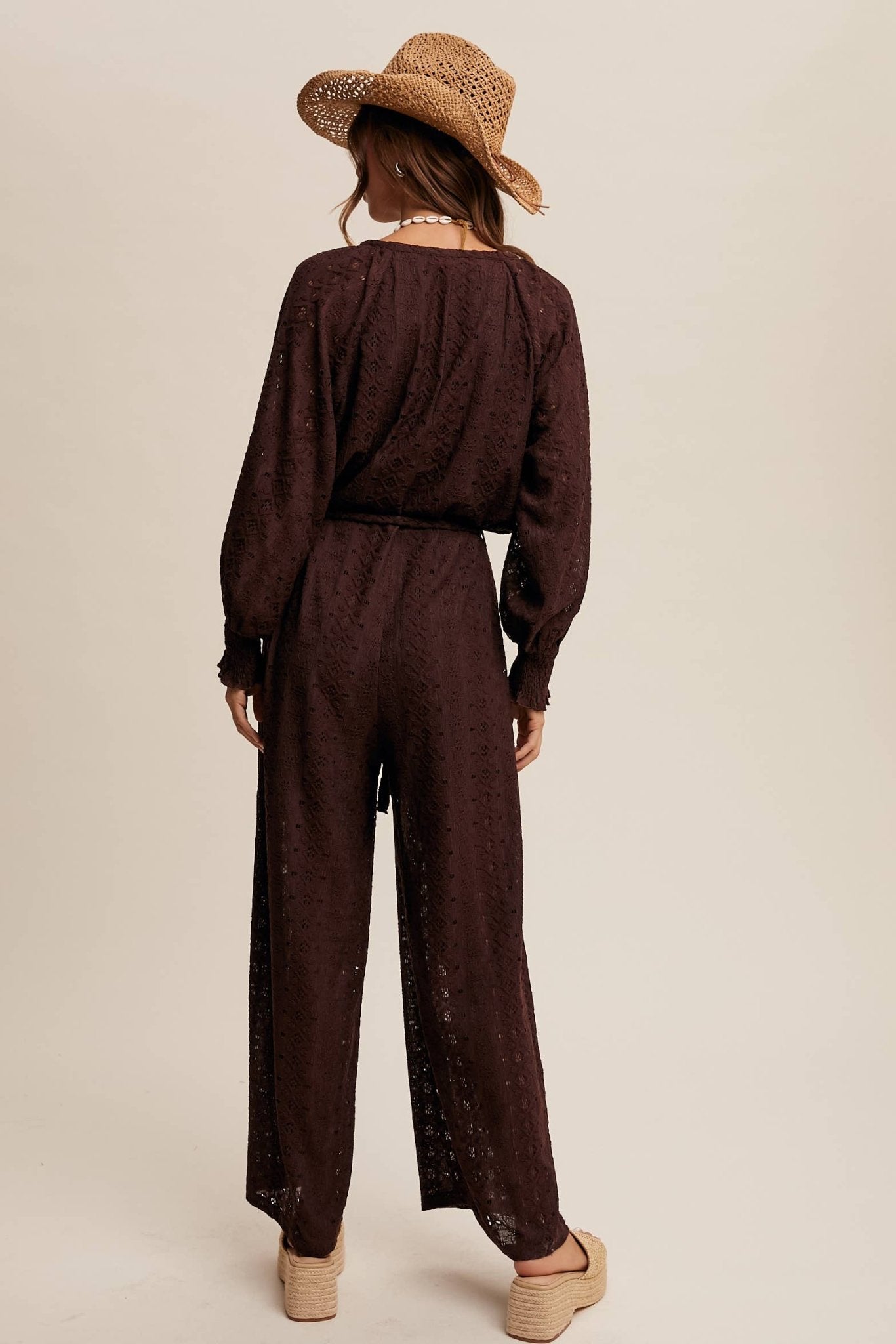 Eyelet Lace Wide Leg Jumpsuit - 926 West