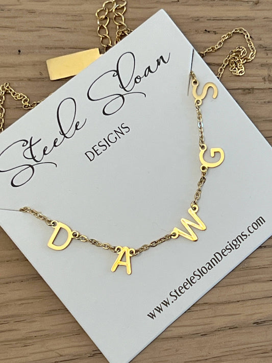 DAWGS Charm Necklace Gold DAWGS Dangle Layer Necklace Gift Steele Sloan Designs