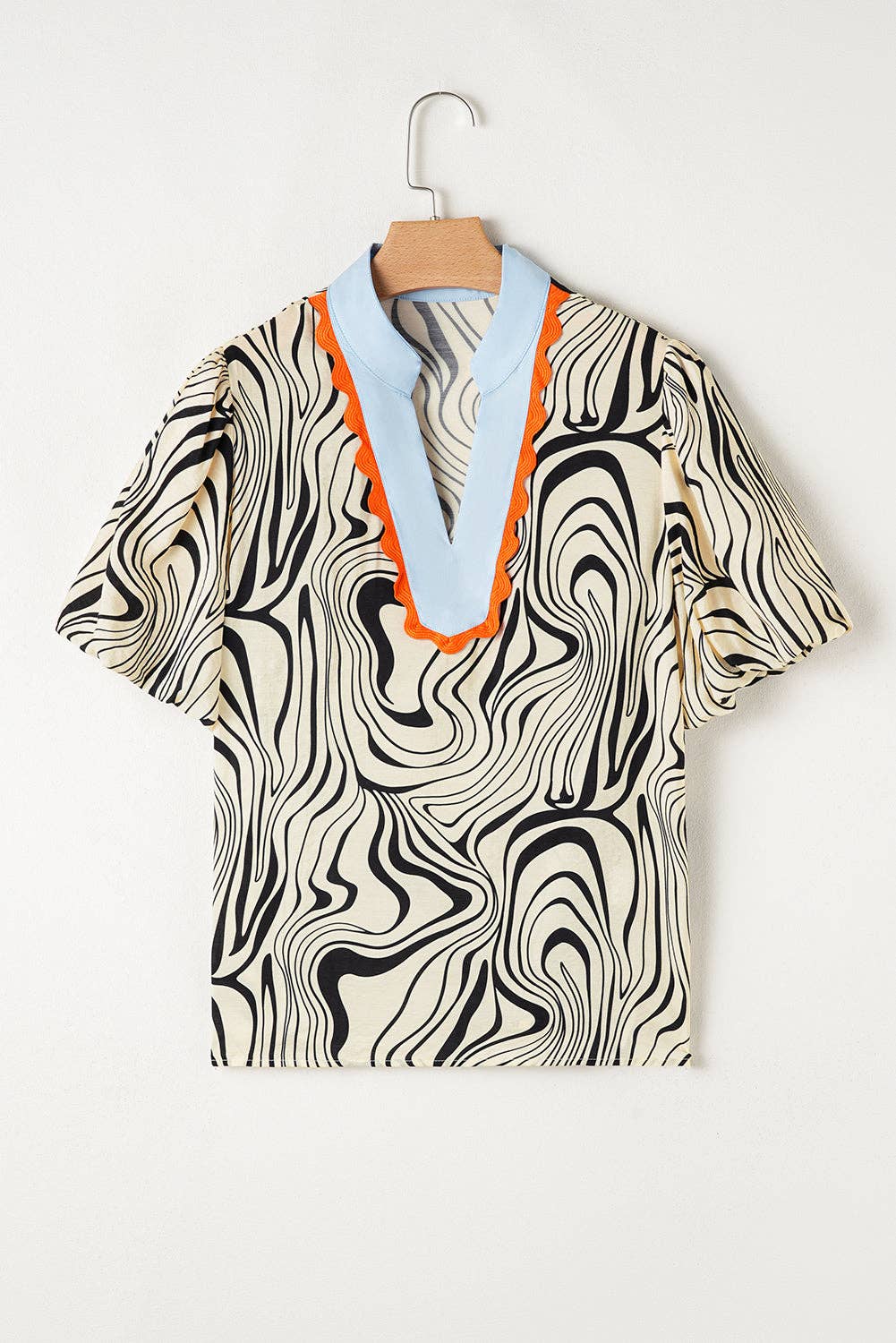 Zebra Stripe Ric-Rac Summer Blouse