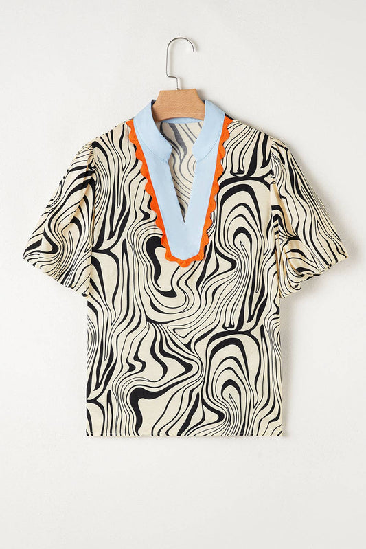 Zebra Stripe Ric-Rac Summer Blouse