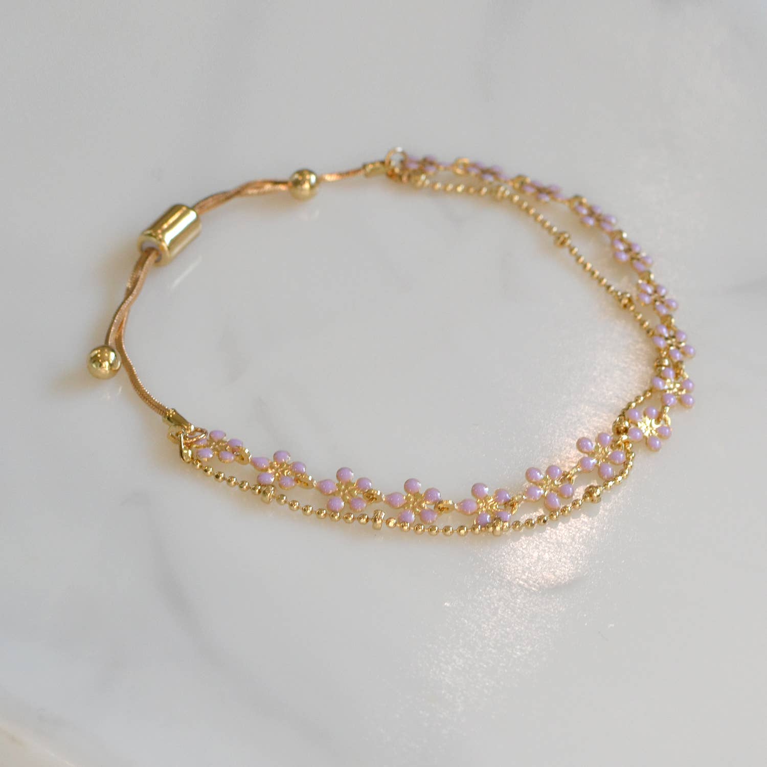 Color Epoxy Enamel Flower Adjustable Chain Bracelets StarryNYC