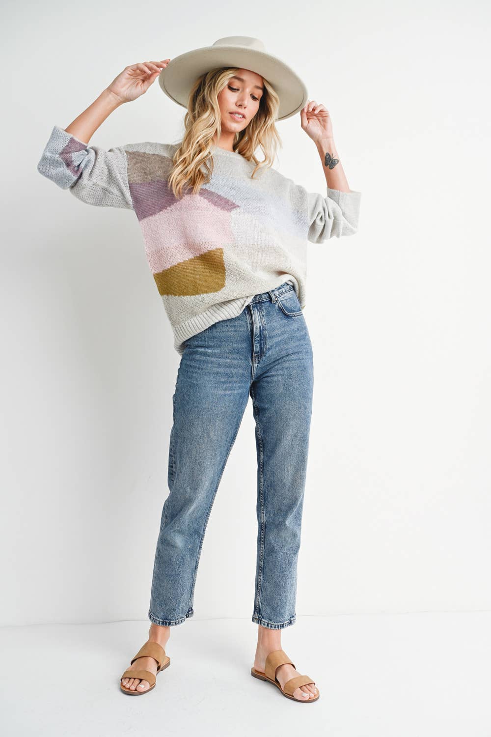 ABSTRACT KNIT SWEATER PULLOVER Bluivy