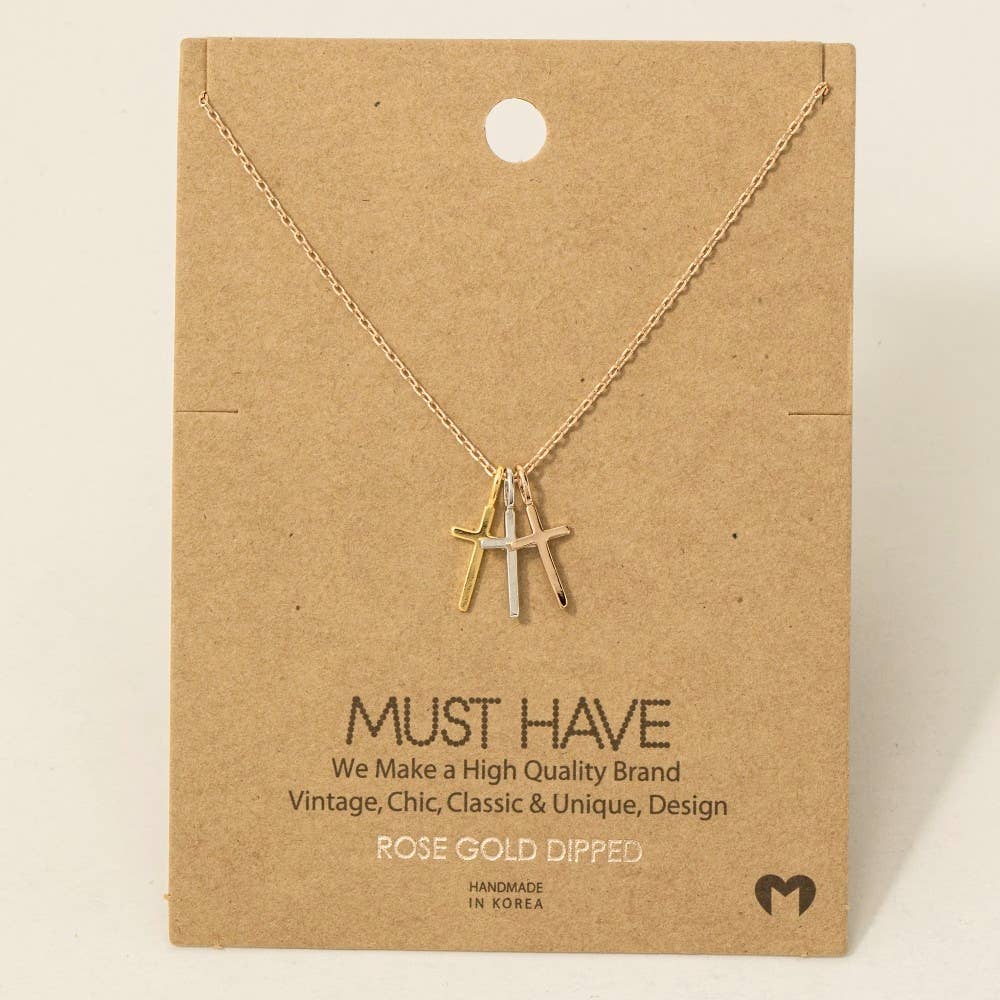 Triple Cross Pendant Necklace 926 WEST