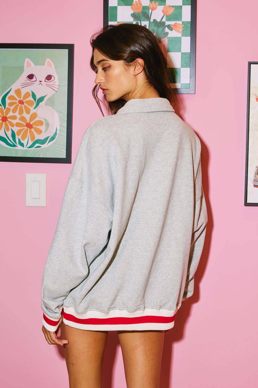 IT2686-GEORGIA 'GEORGIA' Stripe Elastic Banded Sweatshirt BUCKETLIST