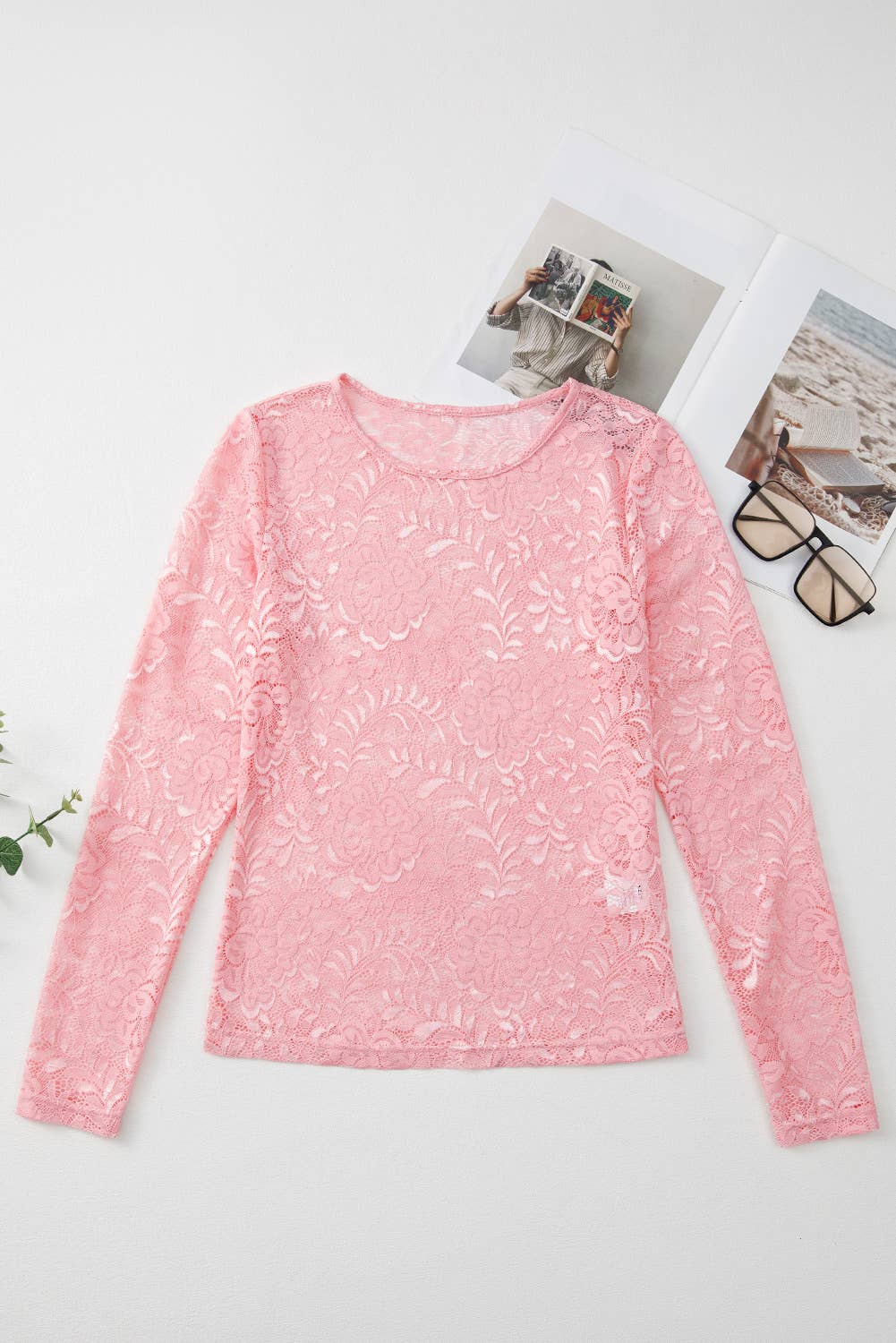 Sheer Lace Long Sleeve Top LALA LOO