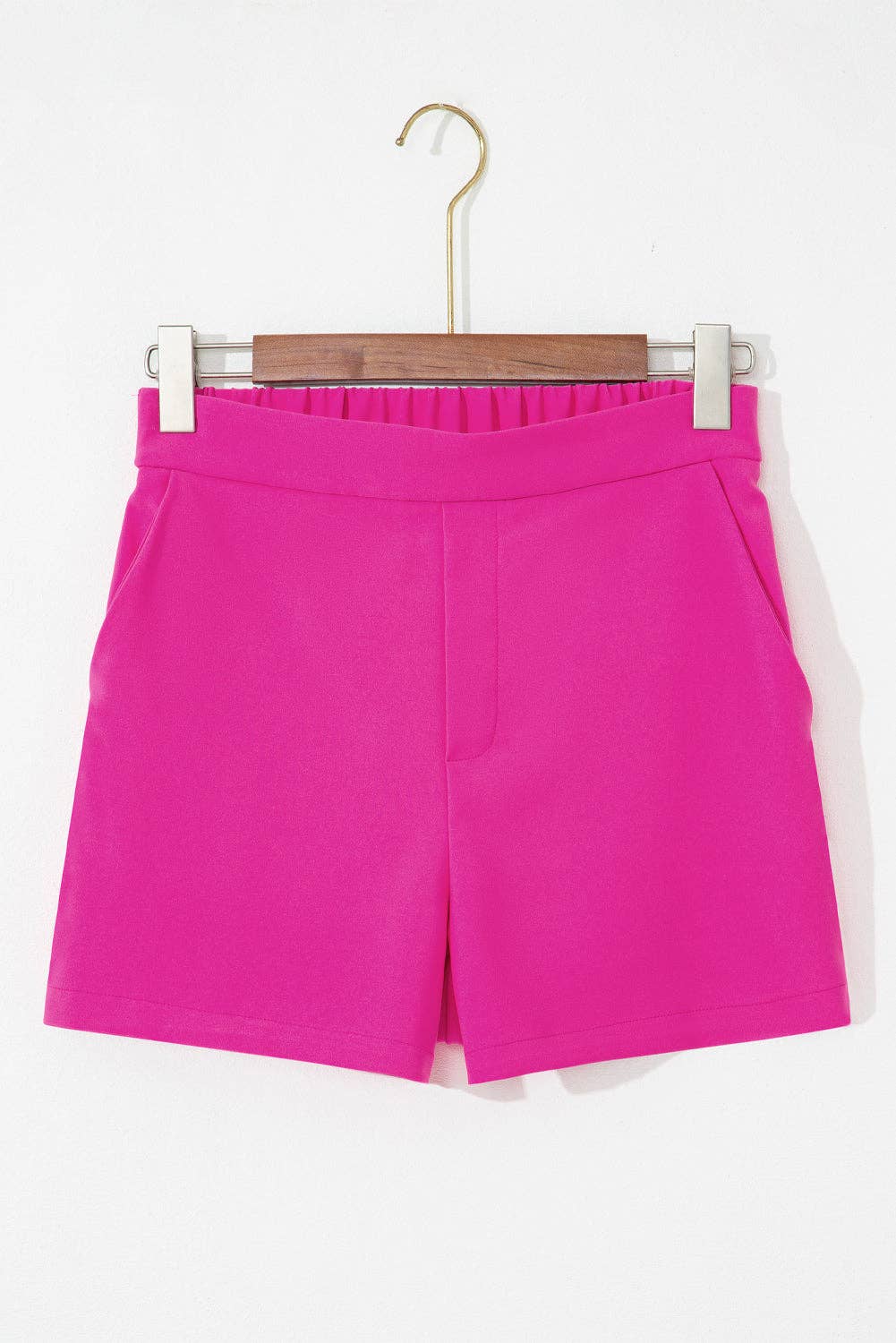 Solid Elastic Waist Pocketed Summer Shorts