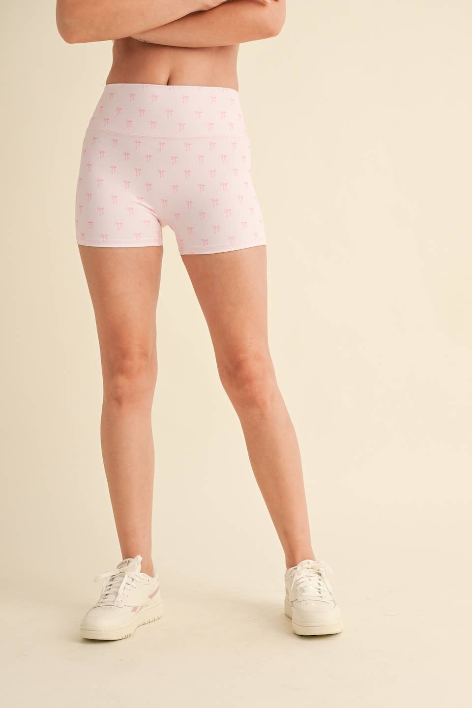 Bow Print Mid-Rise Mini Shorts KIMBERLY C