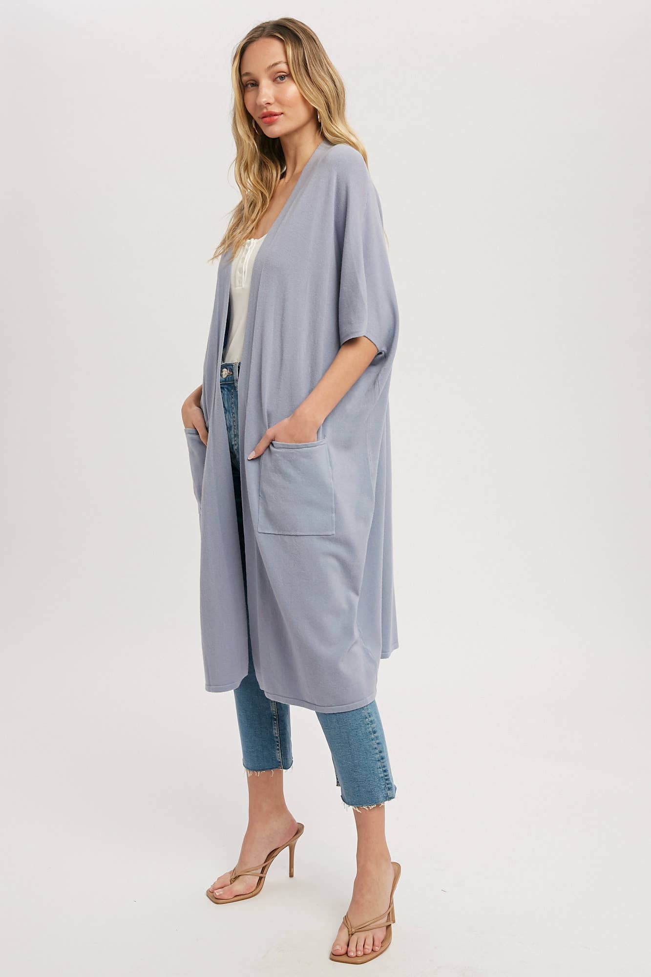 SOFT YARN OVERSIZED 3/4 SLEEVE CARDIGAN Bluivy