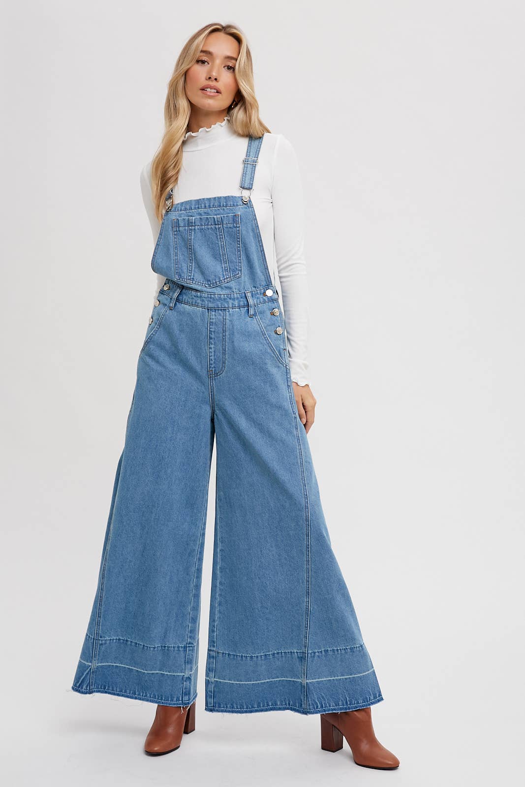 DENIM WIDE LEGS OVERALLS