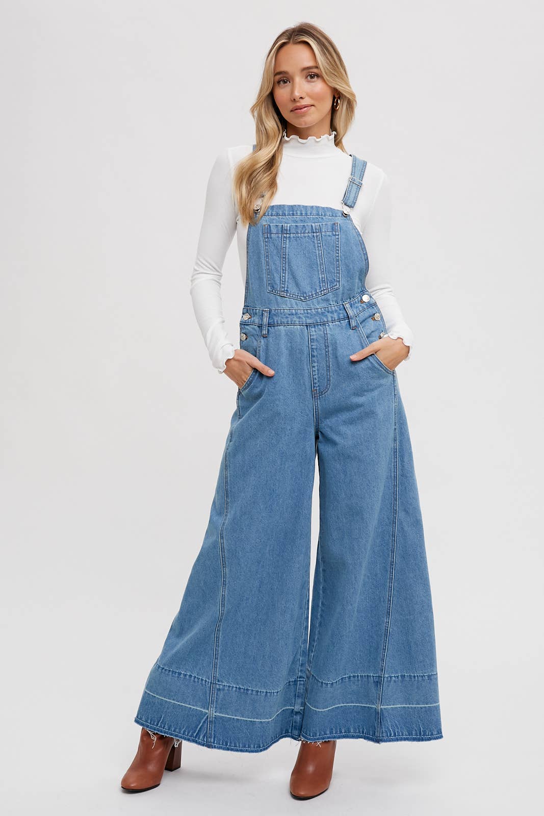 DENIM WIDE LEGS OVERALLS