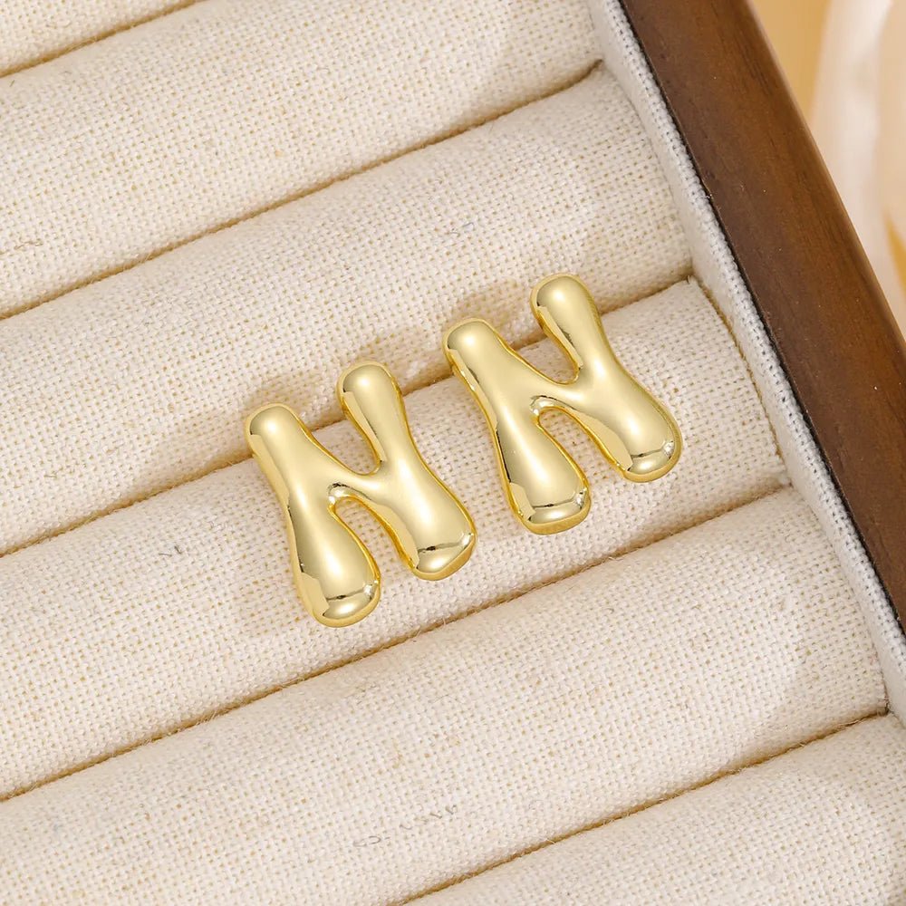 18K Gold - Plated Bubble Letter Stud Earrings - 926 West