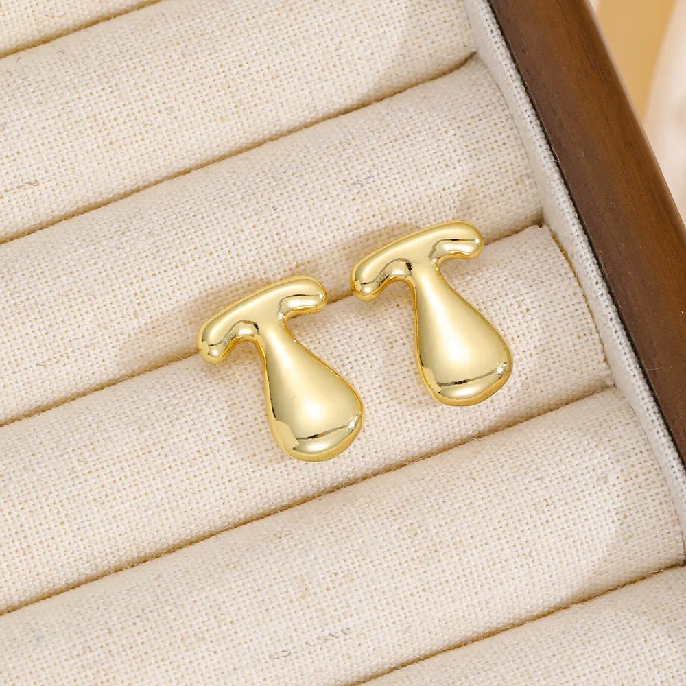 18K Gold - Plated Bubble Letter Stud Earrings - 926 West