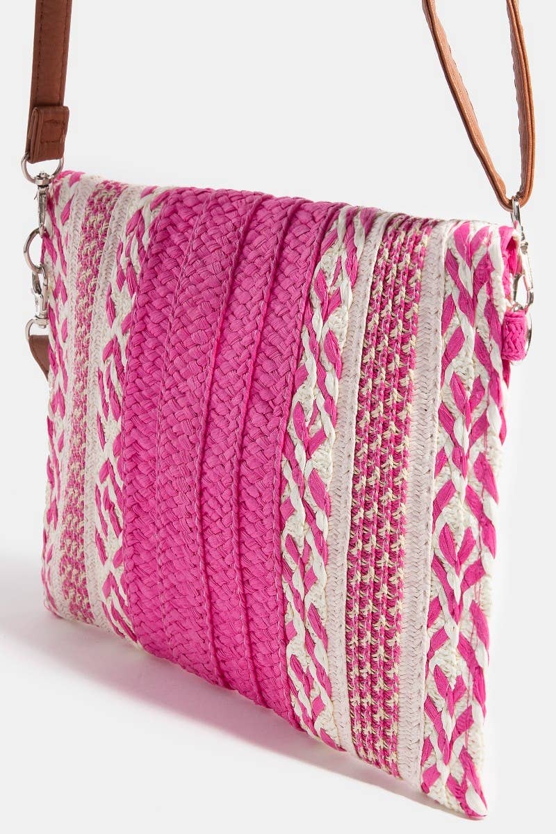 Multi Straw Pattern Envelope Crossbody Bag
