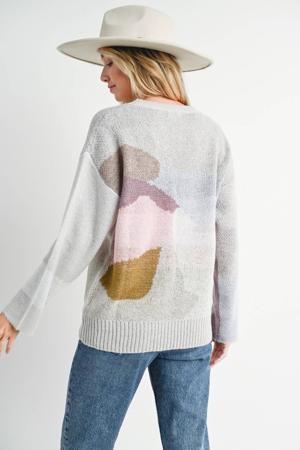 ABSTRACT KNIT SWEATER PULLOVER Bluivy