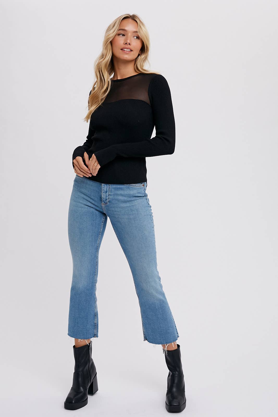 SEMI SHEER SWEETHEART NECK TOP Bluivy