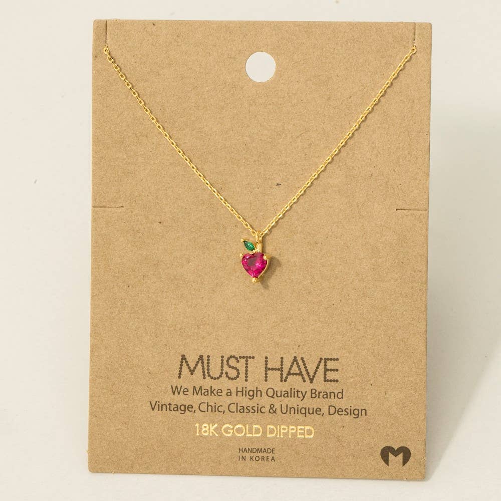 Strawberry Heart Pendant Necklace Fame Accessories