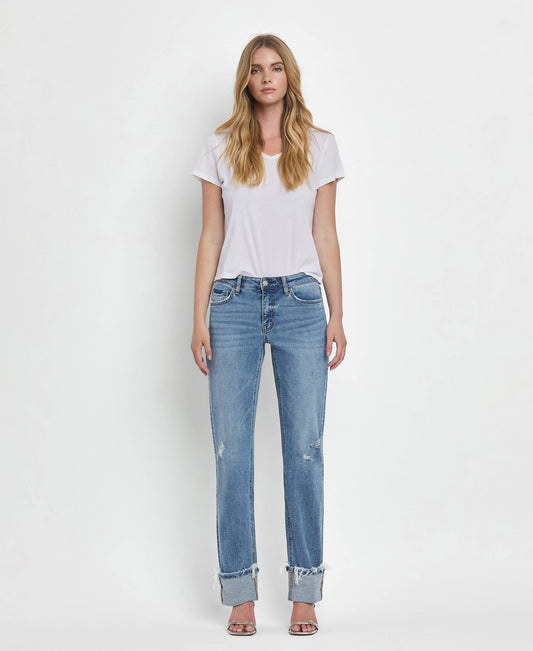 MID RISE CUFFED STRAIGHT JEANS LV1504 Lovervet by VERVET
