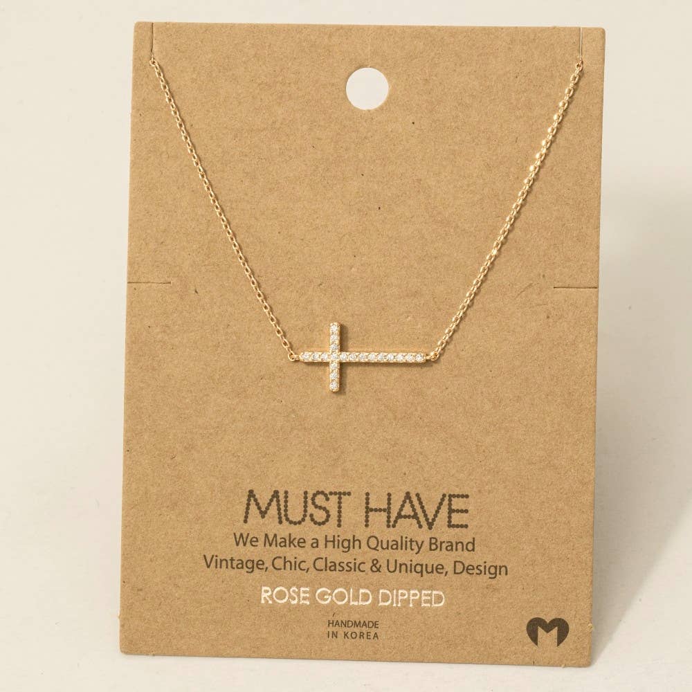 Cross Jewel Pendant Necklace Fame Accessories