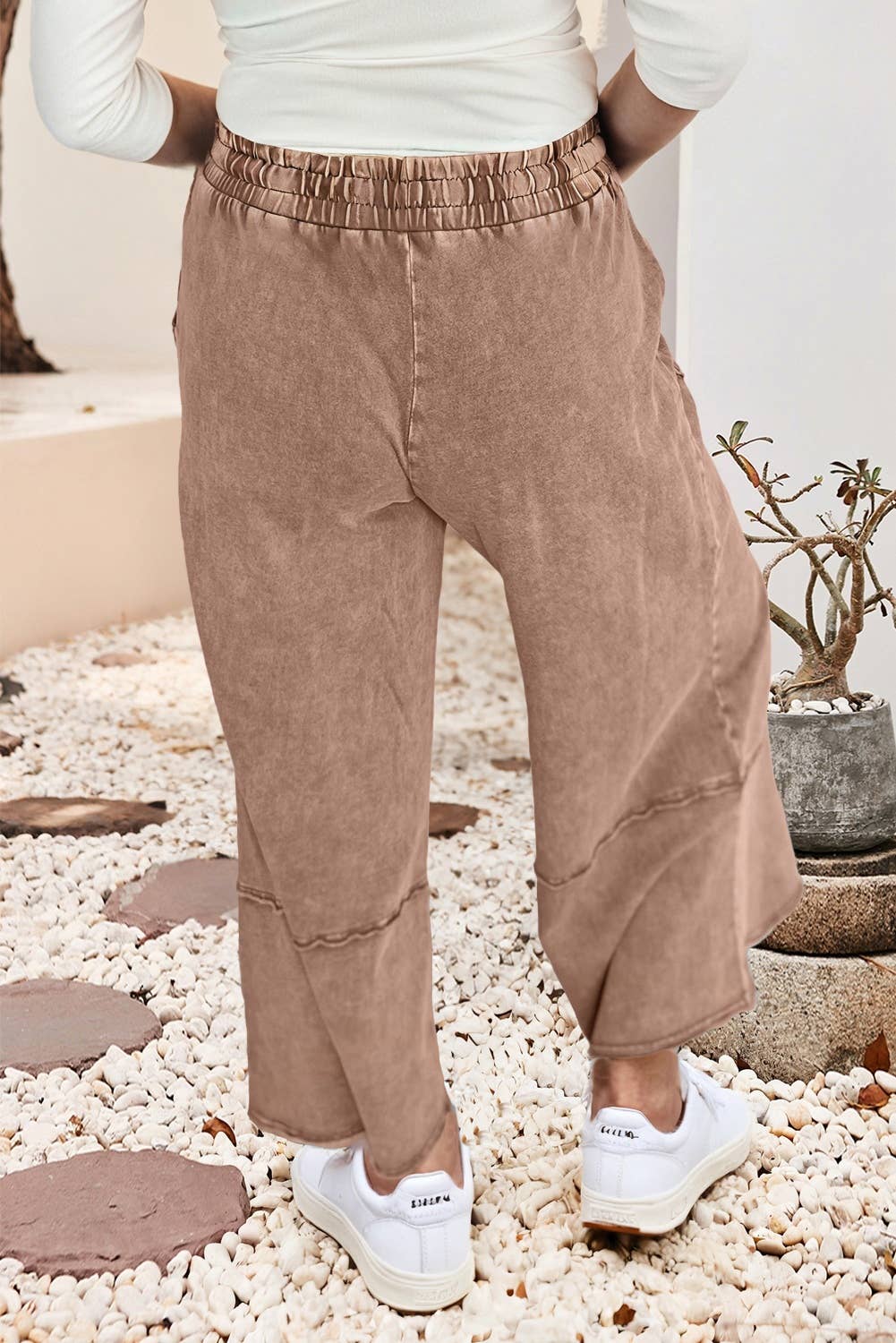 LDC Floral Patch Mineral Washed Terry Knit Cropped Pants Little Daisy Closet