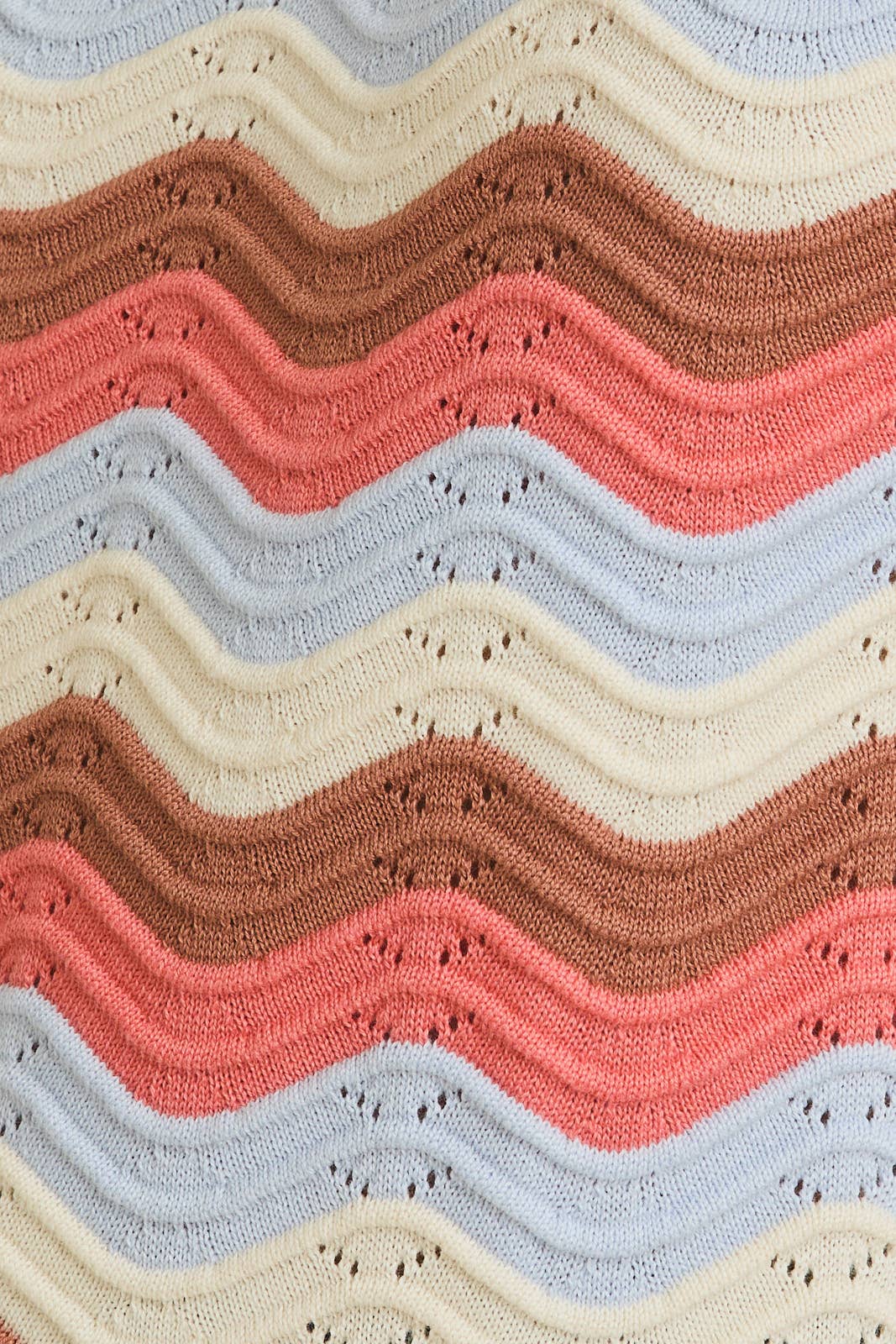 MOCK NECK SLEEVELESS WAVE STRIPE CROCHET KNIT TOP GILLI