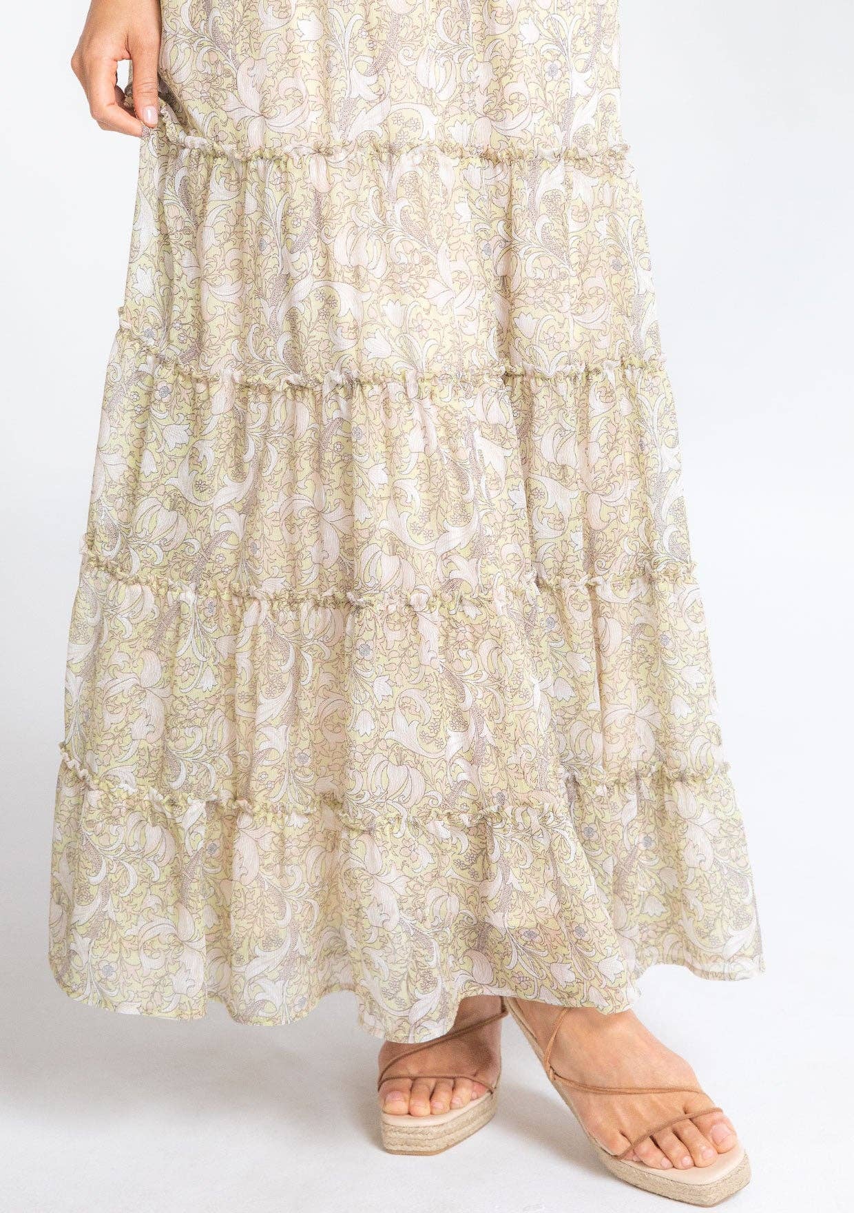 Paisley Off Shoulder Long Sleeve Maxi Dress