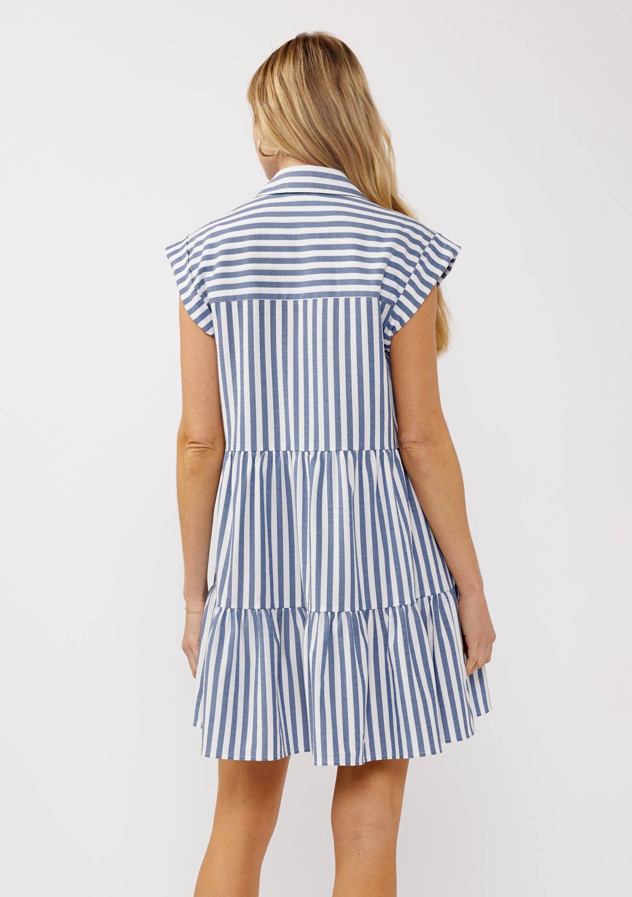 FINAL SALE- Striped Collared Button-Down Tiered Dress