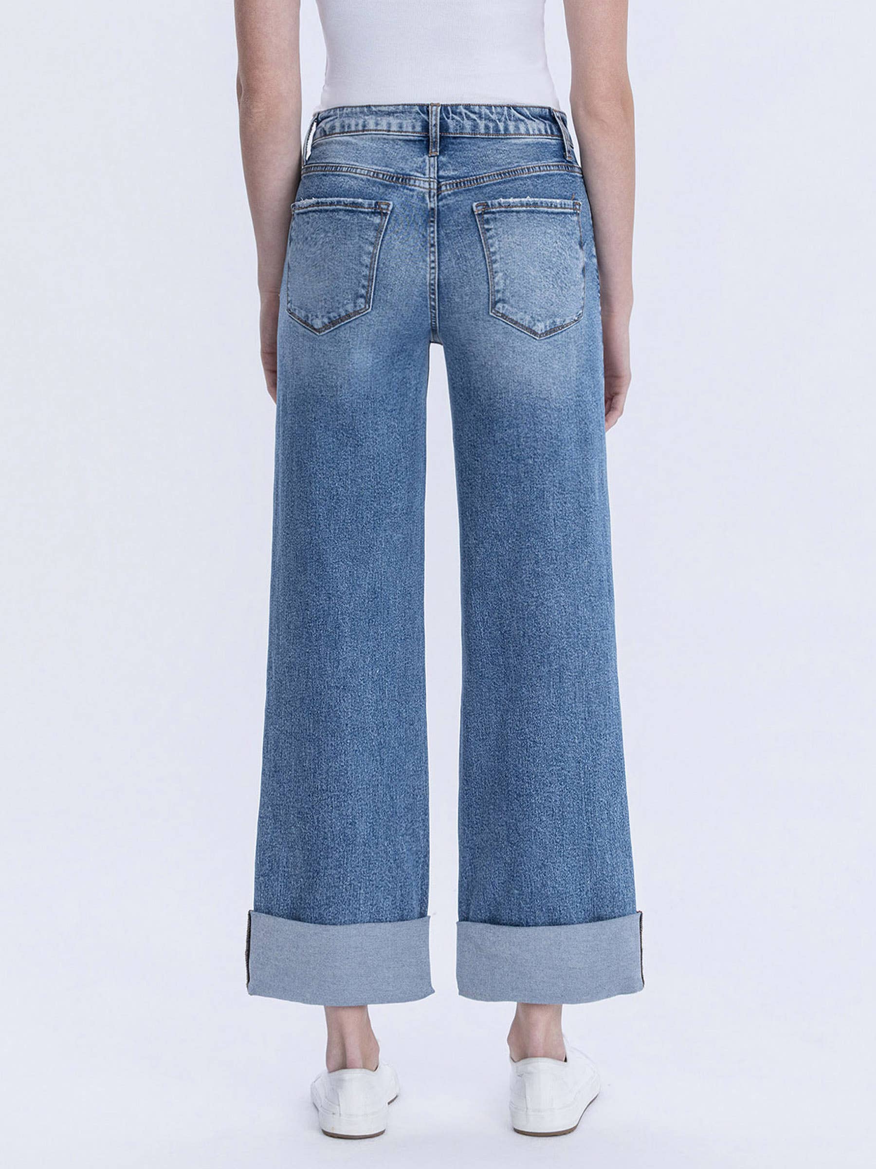 SUPER HIGH RISE DOUBLE CUFFED BAGGY WIDE JEANS LV1459 Lovervet by VERVET