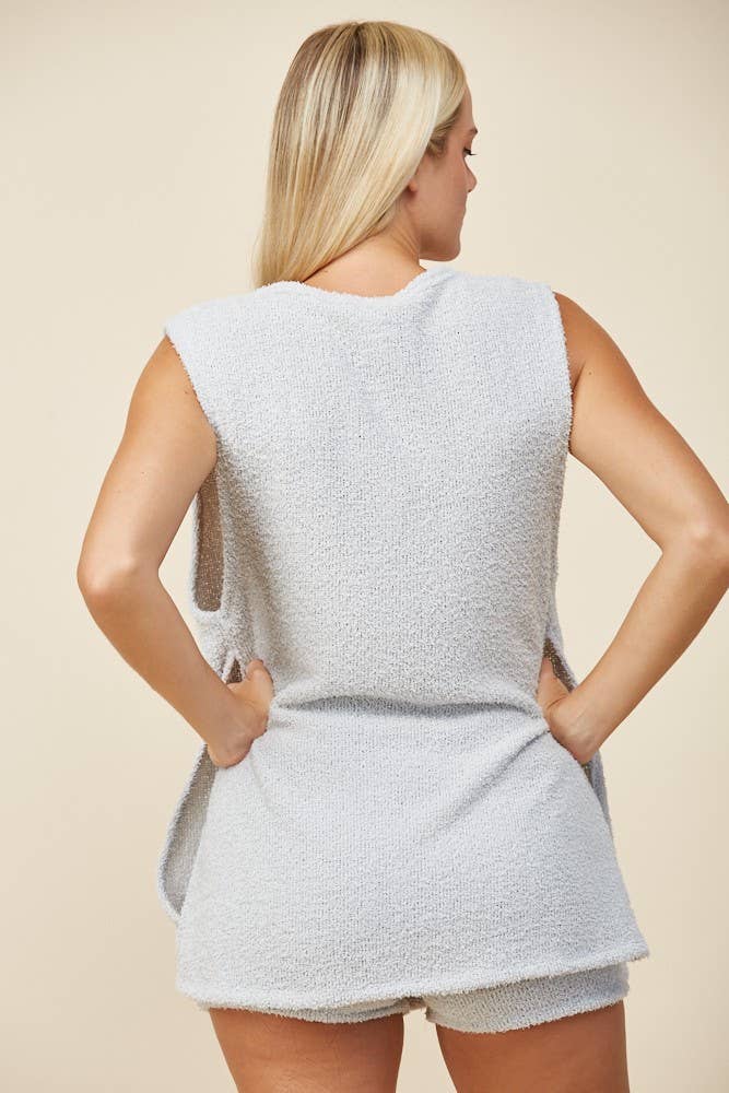 SOFT TEXTURED SLEEVELESS TANK & SHORTS SET