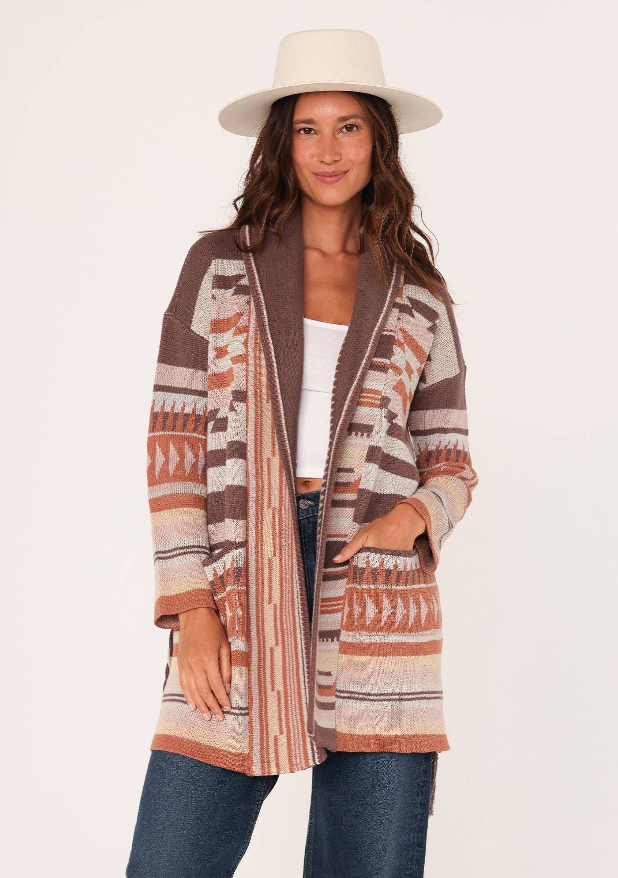 Heritage Jacquard Long Sleeve Wrap Cardigan